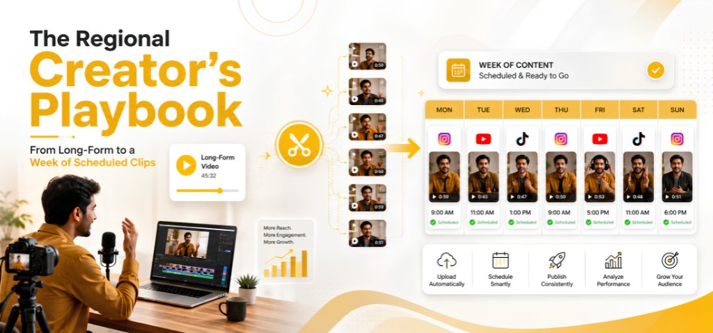 The Regional Creator's Playbook: from one long-form video to a week of scheduled clips